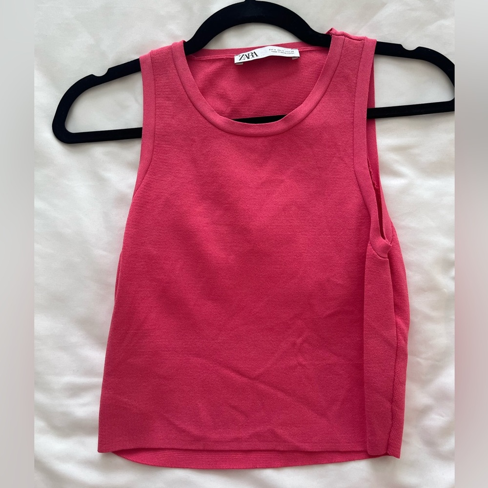 Pink Ribbed Zara Crop Top
